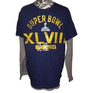 Blue Super Bowl XLVIII NFL LS Top Shirt S